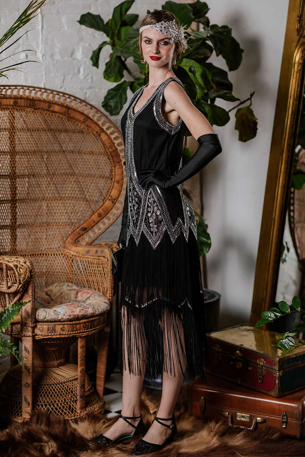 [US Warehouse] 1920s Beaded Fringed Flapper Dress - Image 2