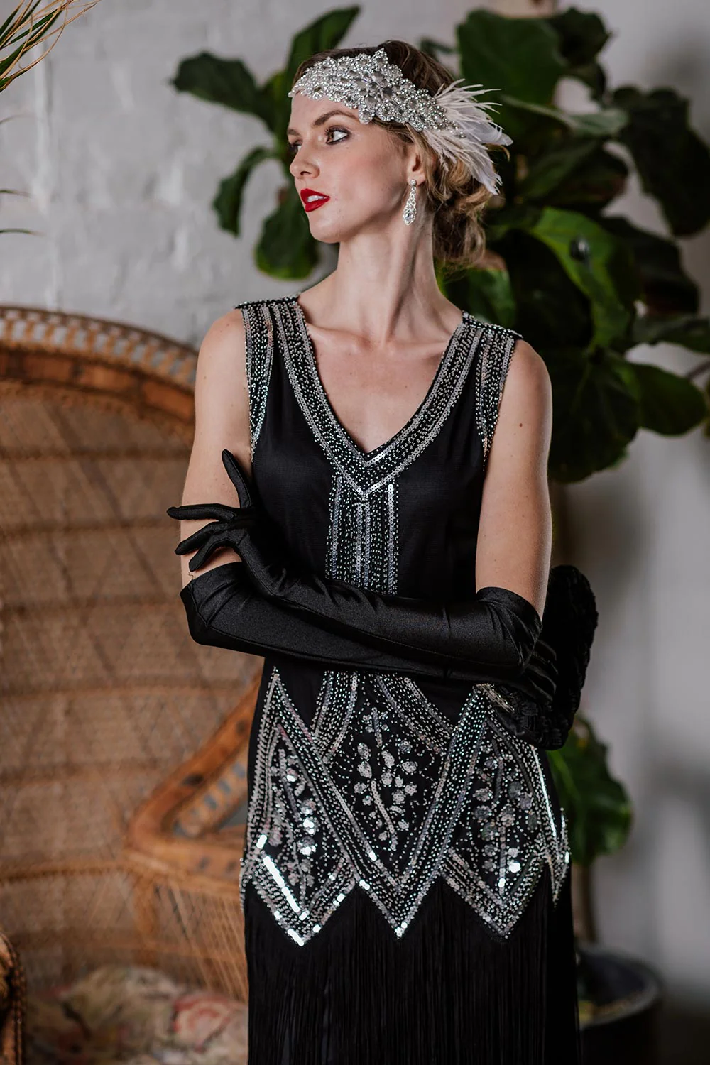 [US Warehouse] 1920s Beaded Fringed Flapper Dress - Image 4