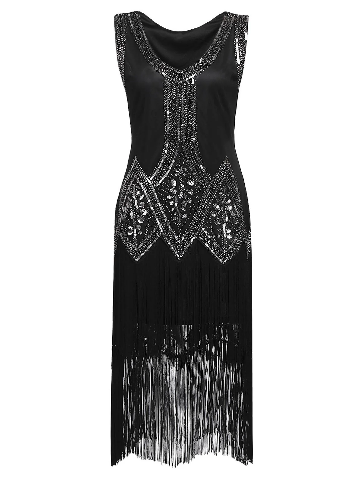 [US Warehouse] 1920s Beaded Fringed Flapper Dress - Image 5