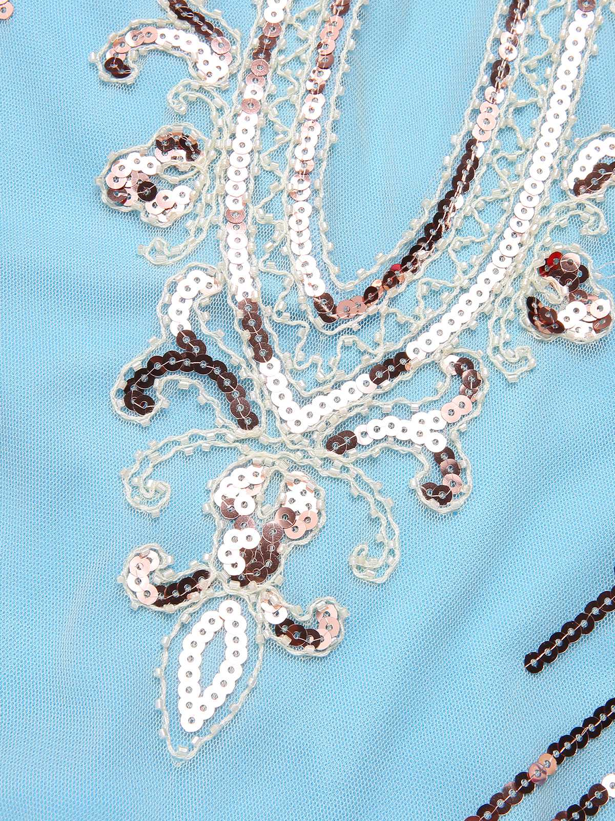 1920s Cold Shoulder Embroidered Fringe Sequins Dress - Image 12