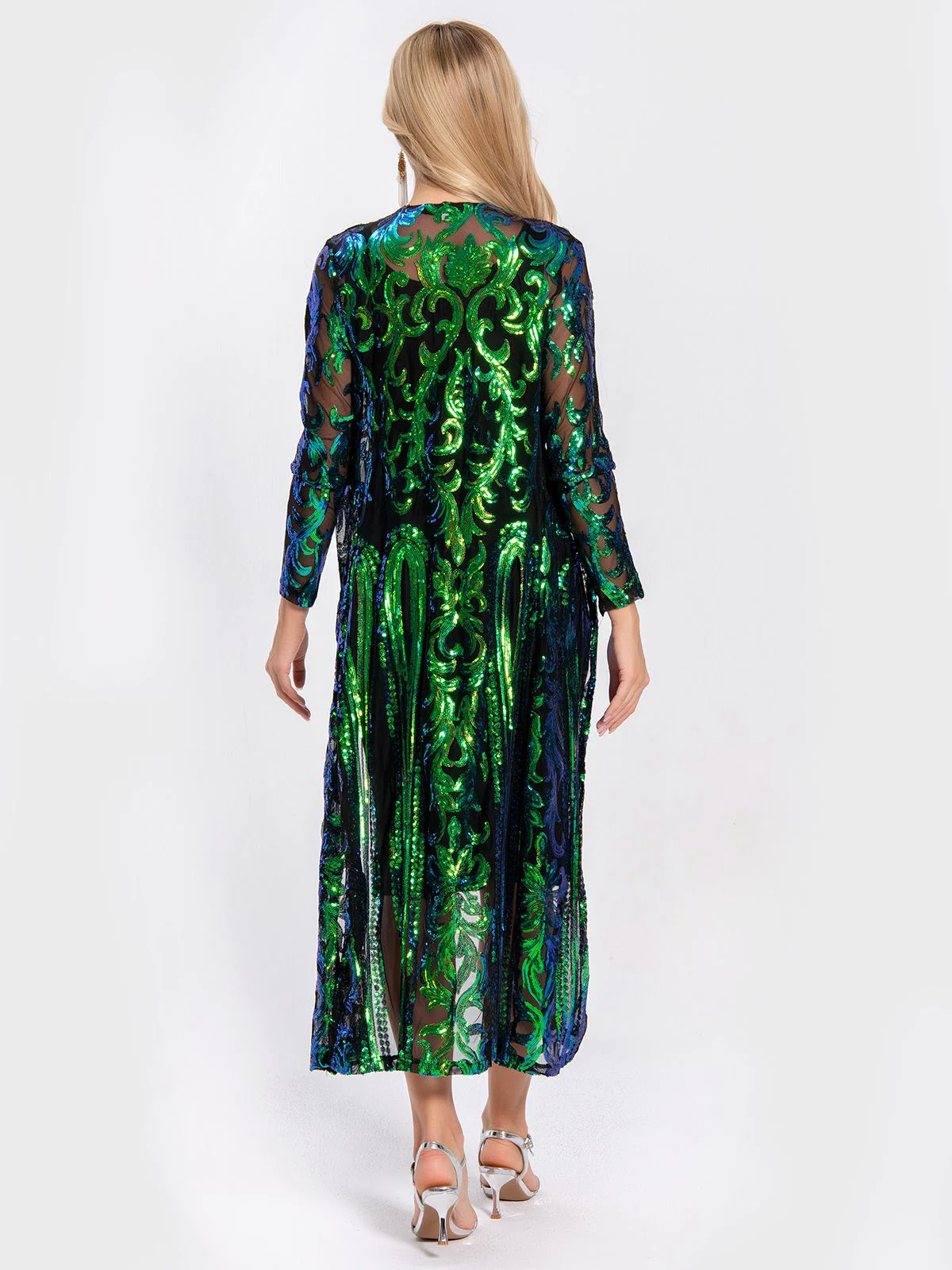 1920s Embroidered Long Sheer Sequin Cardigan - Image 10