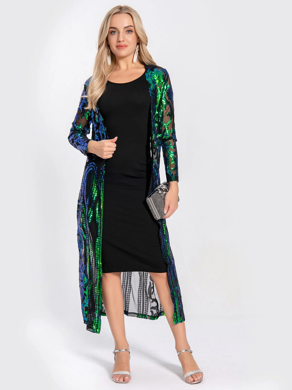1920s Embroidered Long Sheer Sequin Cardigan - Image 11