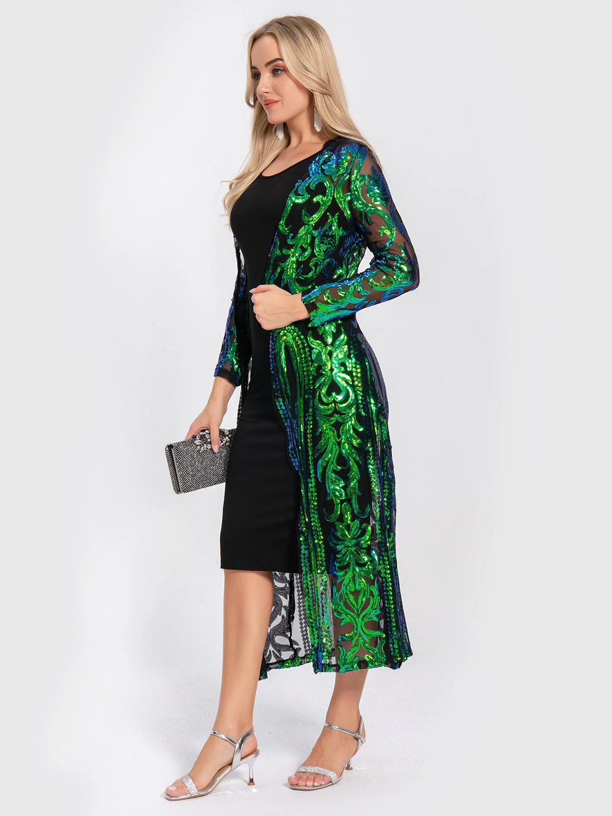 1920s Embroidered Long Sheer Sequin Cardigan - Image 12