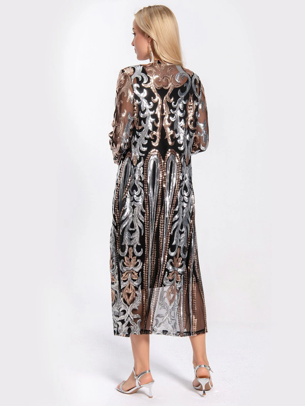 1920s Embroidered Long Sheer Sequin Cardigan - Image 14