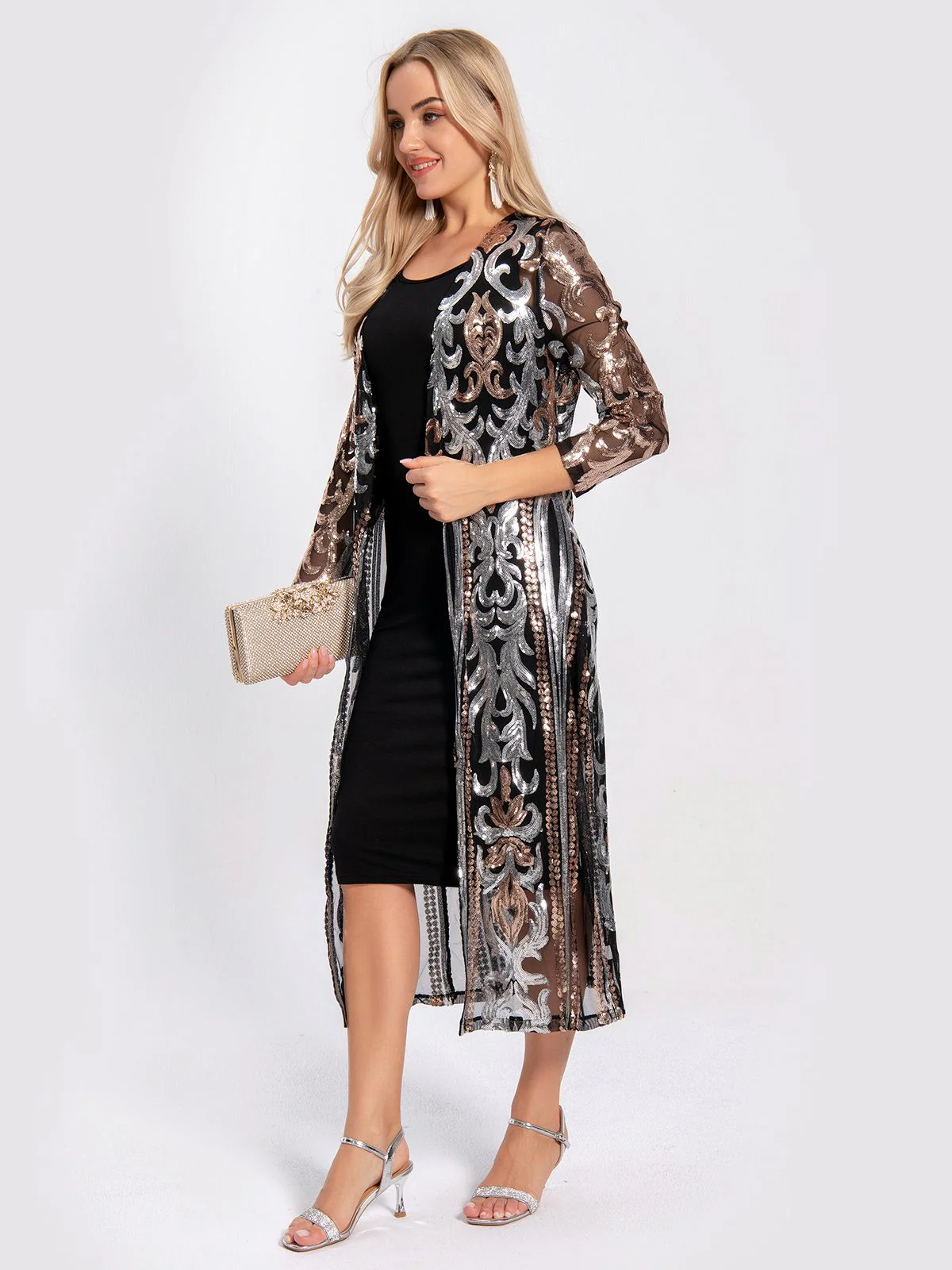 1920s Embroidered Long Sheer Sequin Cardigan - Image 15