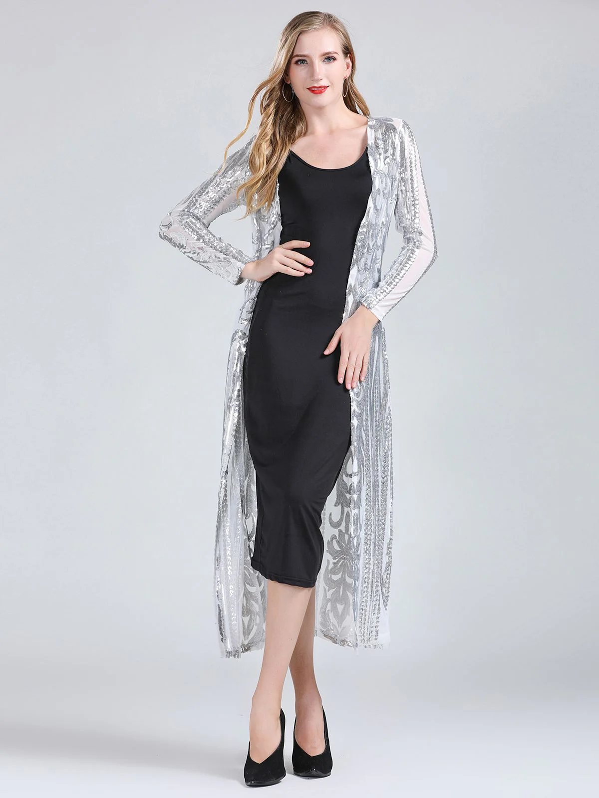 1920s Embroidered Long Sheer Sequin Cardigan - Image 18