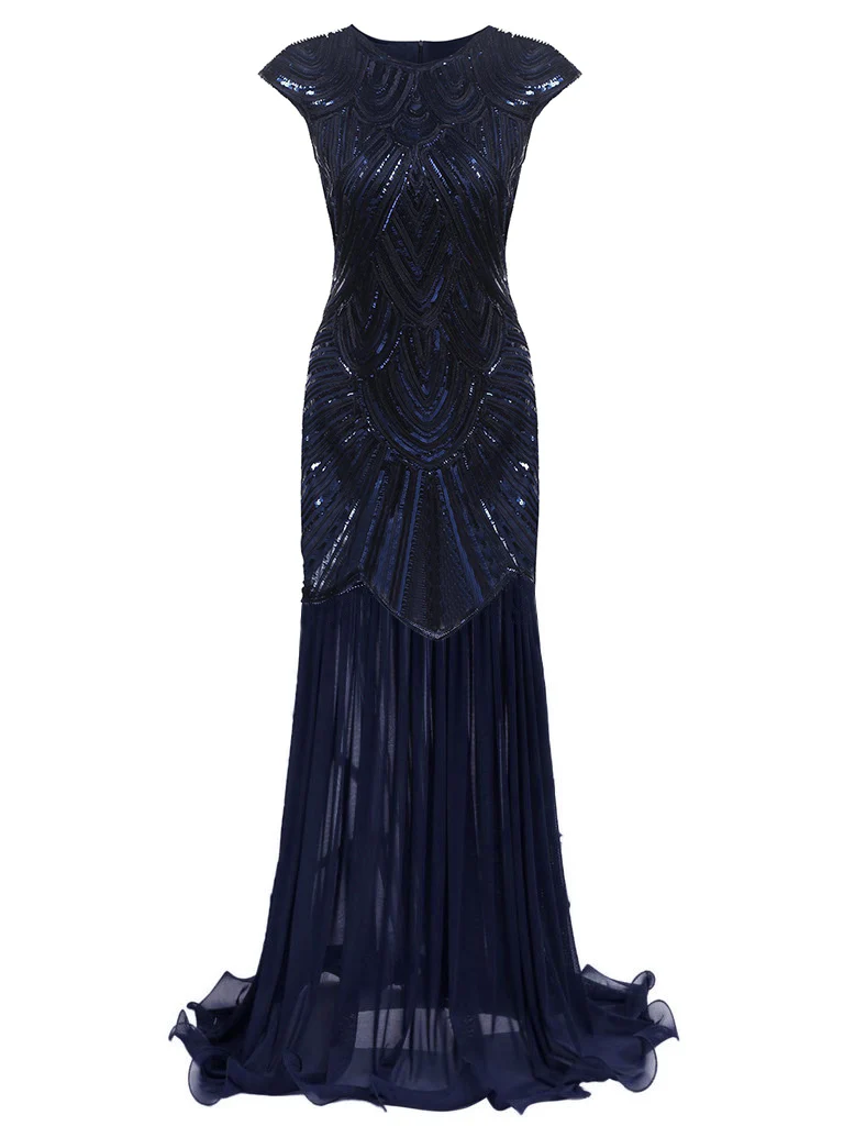 1920s Embroidery Sequin Maxi Dress - Image 13