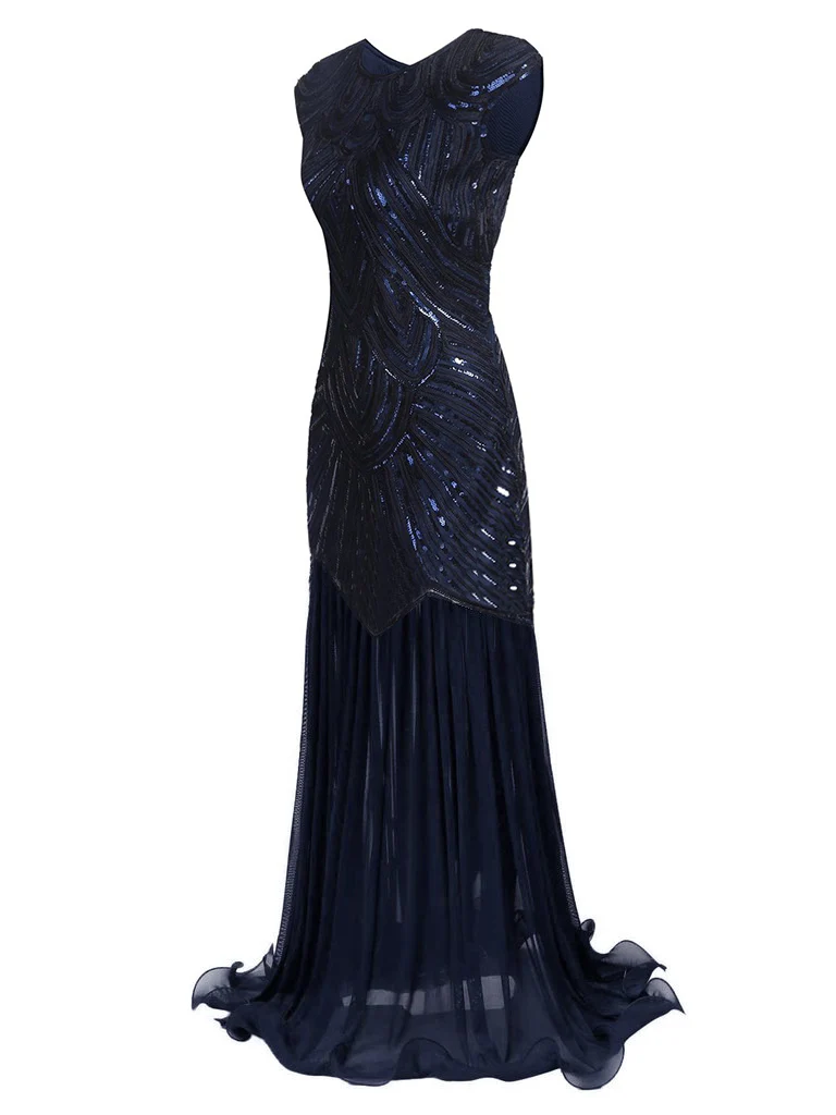 1920s Embroidery Sequin Maxi Dress - Image 14