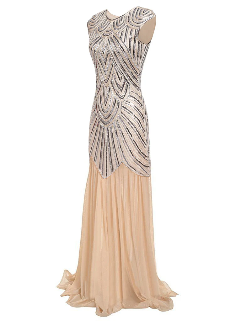 1920s Embroidery Sequin Maxi Dress - Image 7
