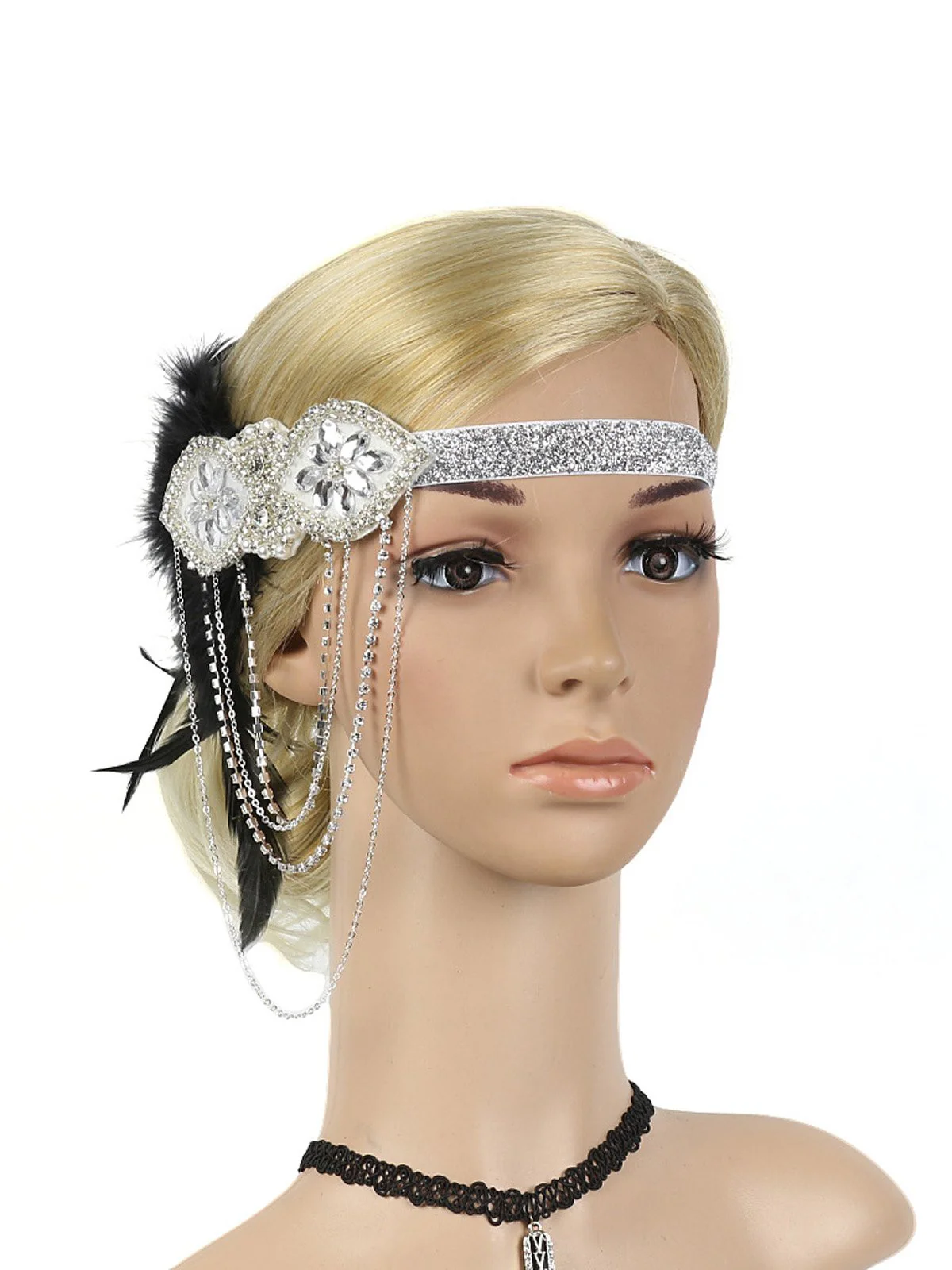[US Warehouse] 1920s Feather Fringe Elastic Headband - Image 2