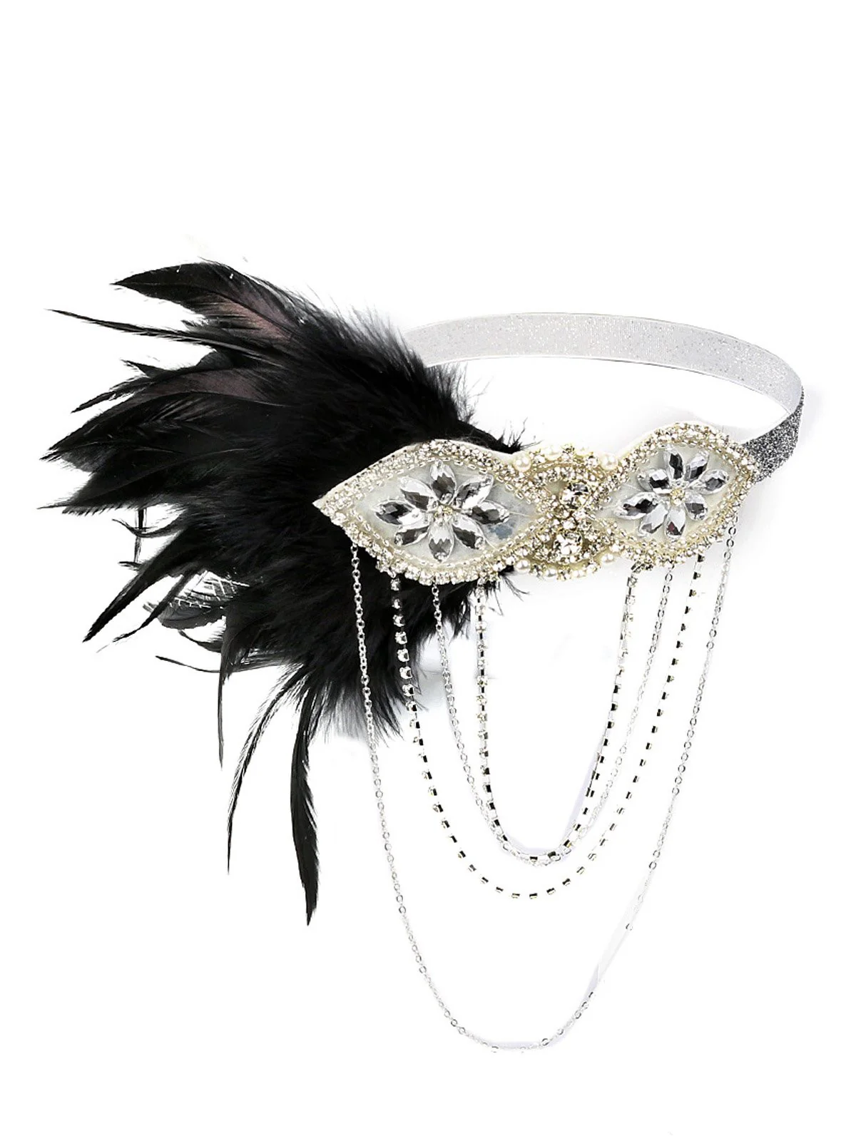 [US Warehouse] 1920s Feather Fringe Elastic Headband - Image 3
