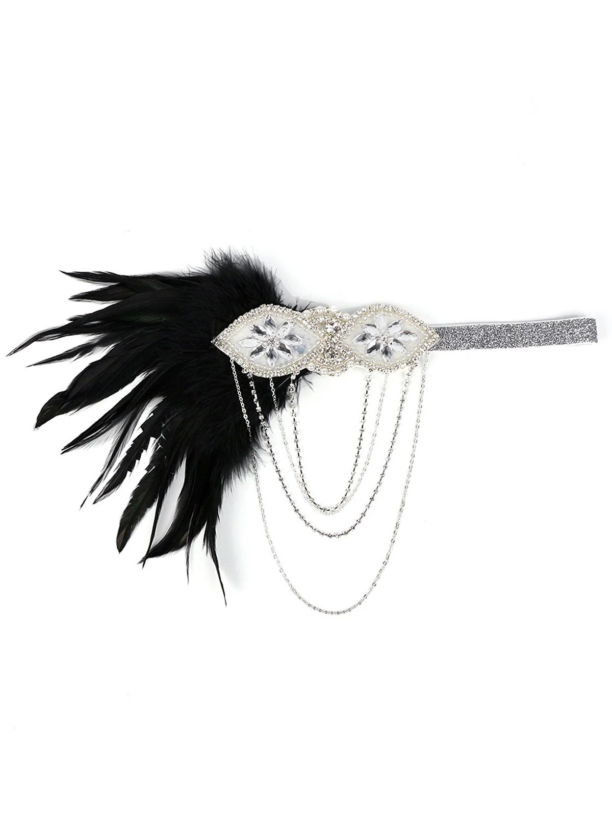[US Warehouse] 1920s Feather Fringe Elastic Headband - Image 4