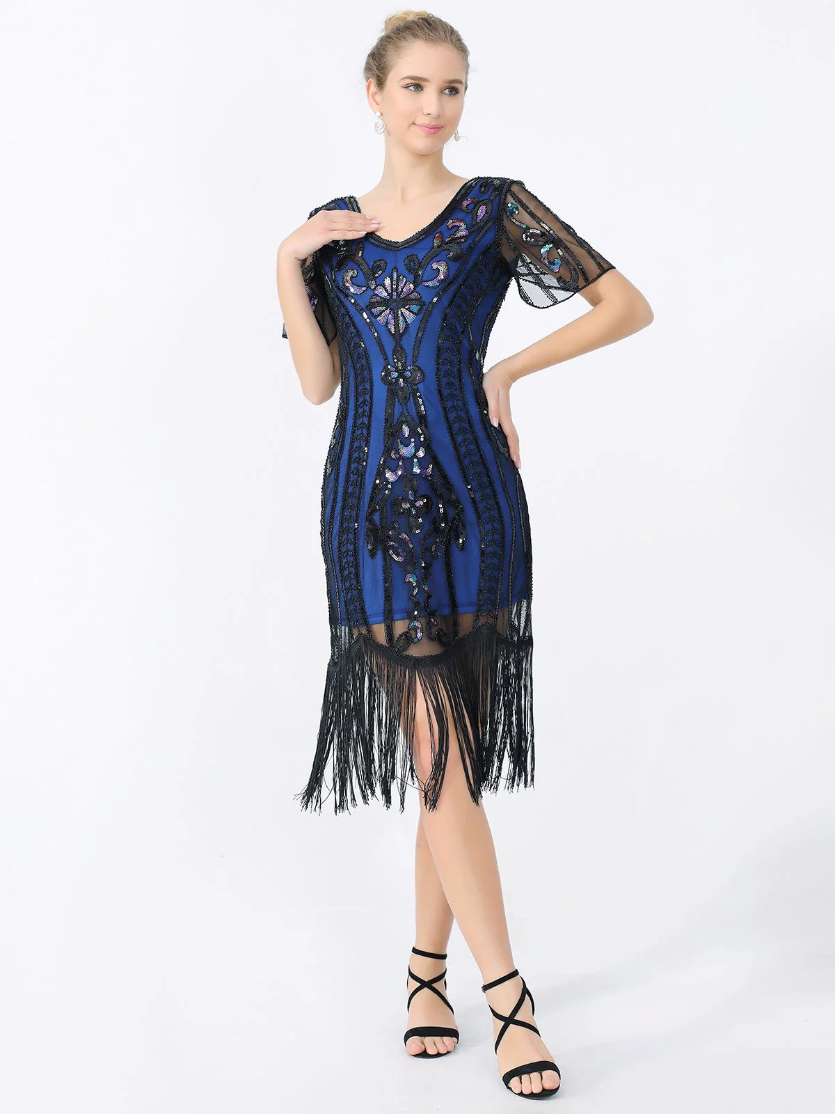 1920s Fringe Sequin Flapper Dress - Image 10