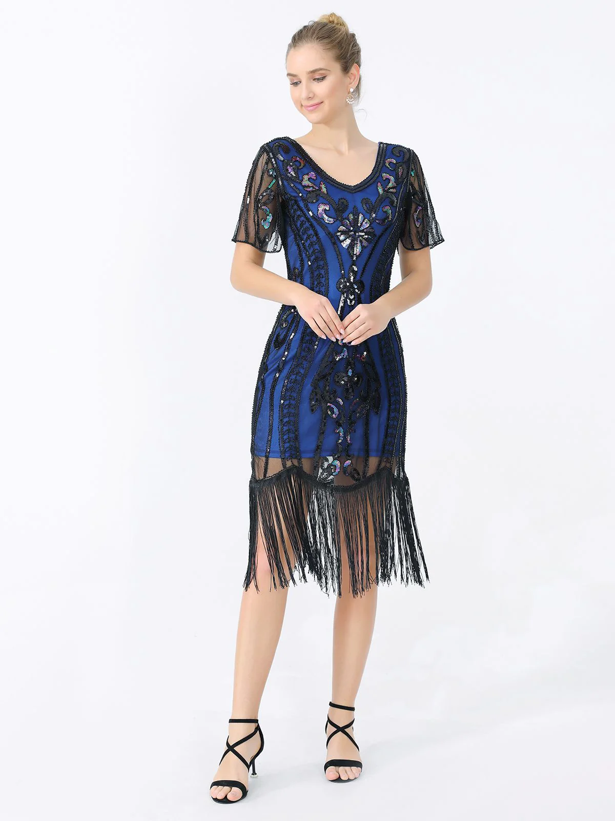 1920s Fringe Sequin Flapper Dress - Image 11