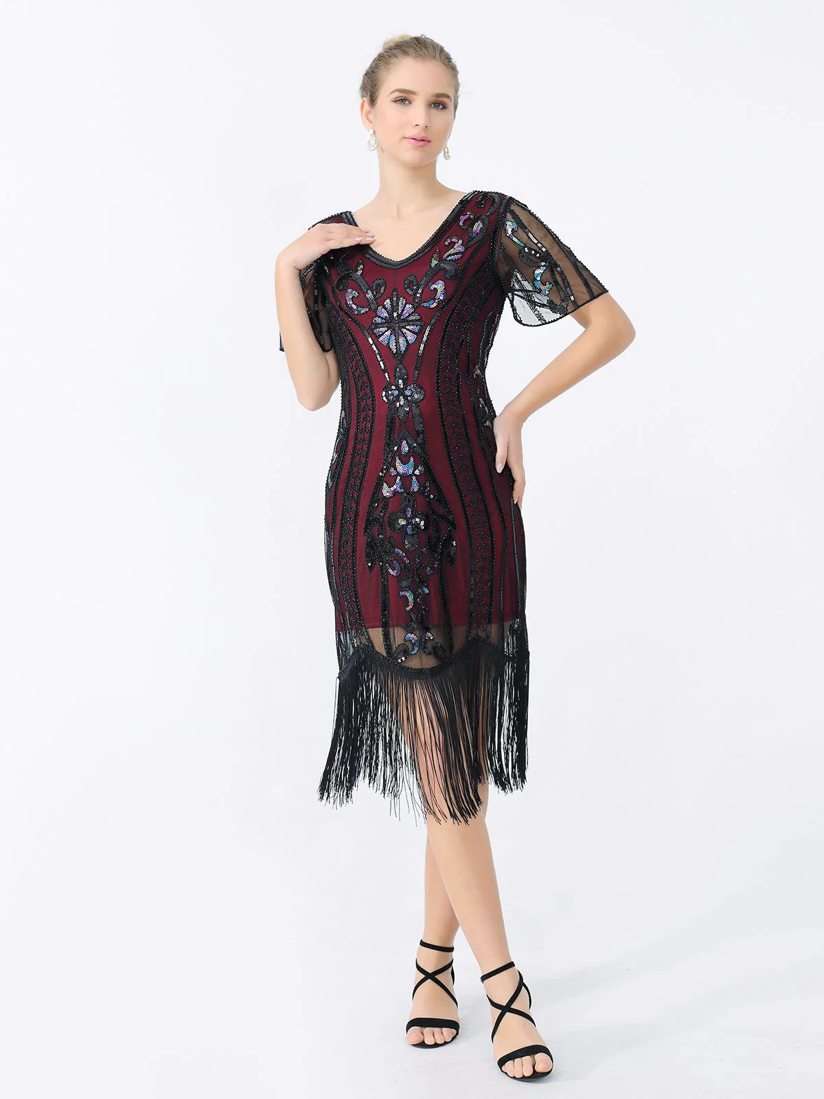 1920s Fringe Sequin Flapper Dress - Image 13