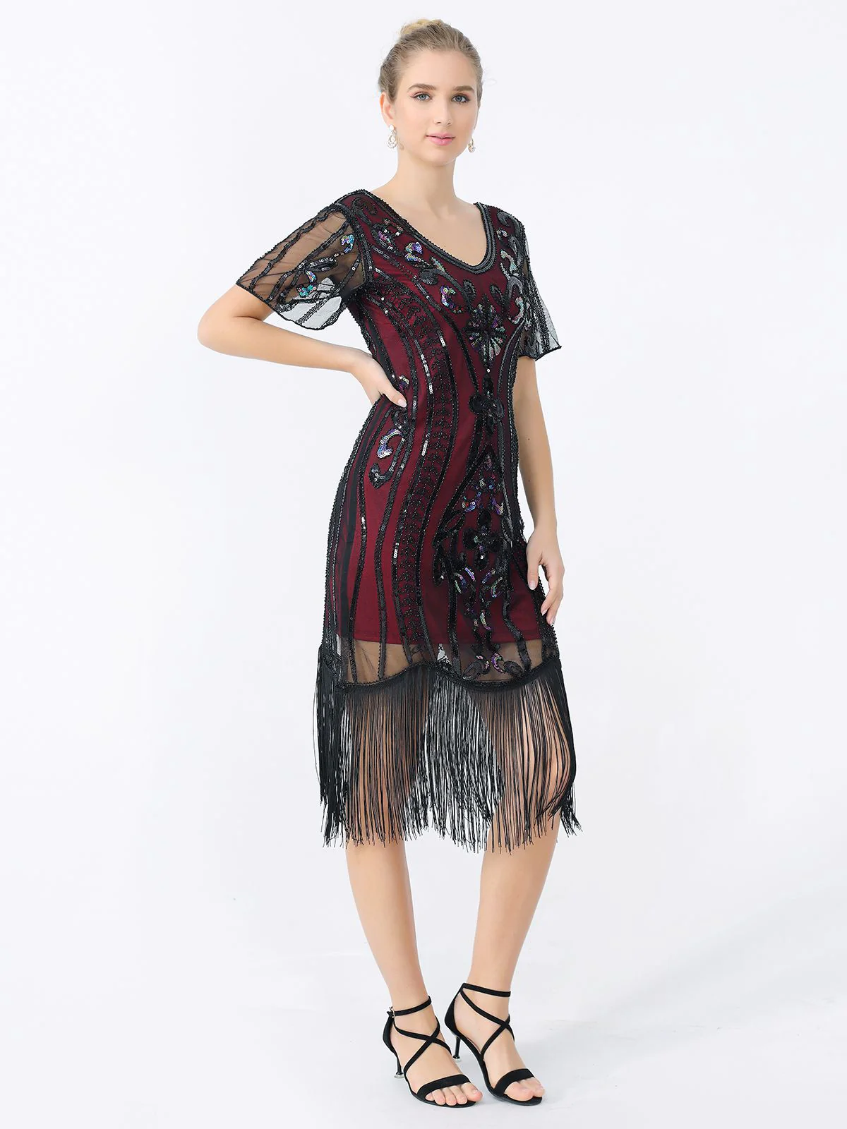 1920s Fringe Sequin Flapper Dress - Image 14