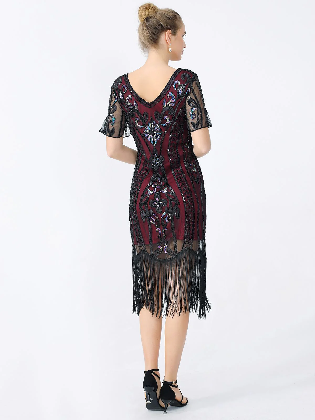 1920s Fringe Sequin Flapper Dress - Image 16