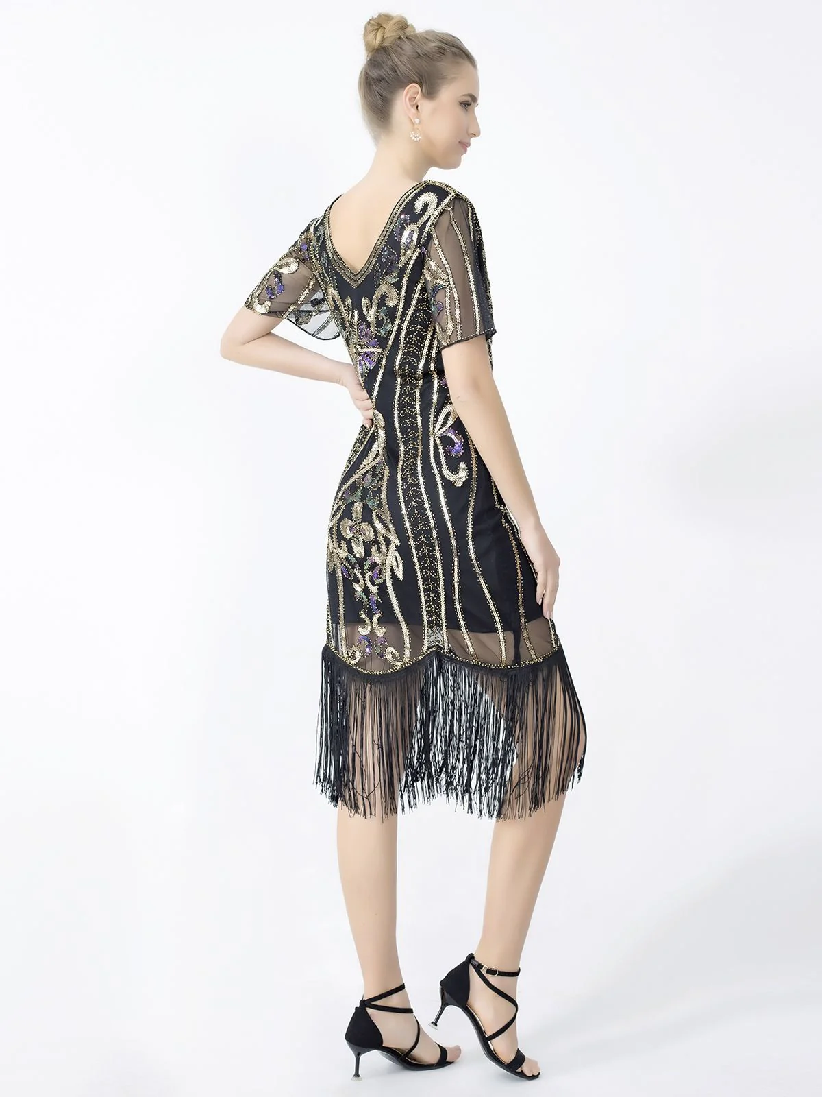 1920s Fringe Sequin Flapper Dress - Image 2