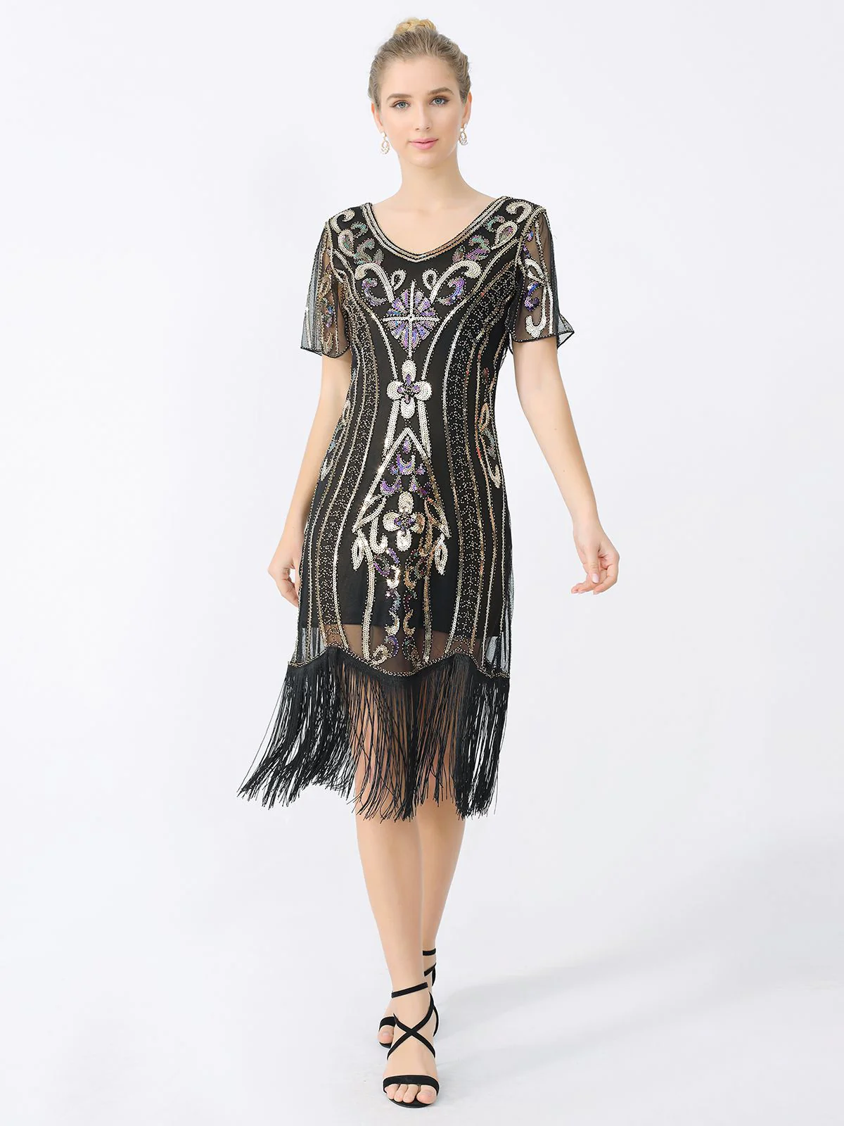 1920s Fringe Sequin Flapper Dress - Image 3