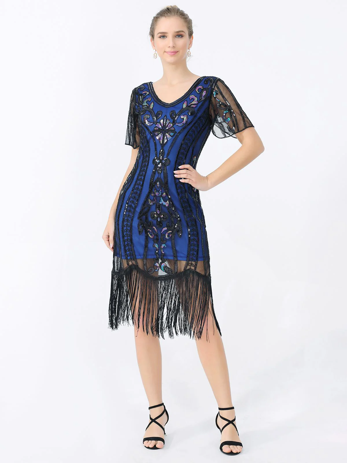 1920s Fringe Sequin Flapper Dress - Image 9