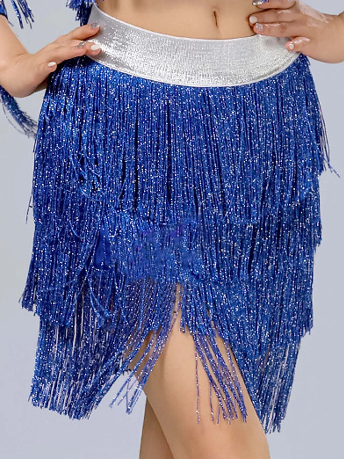 1920s Fringe Solid Elastic Waist Skirt - Image 12