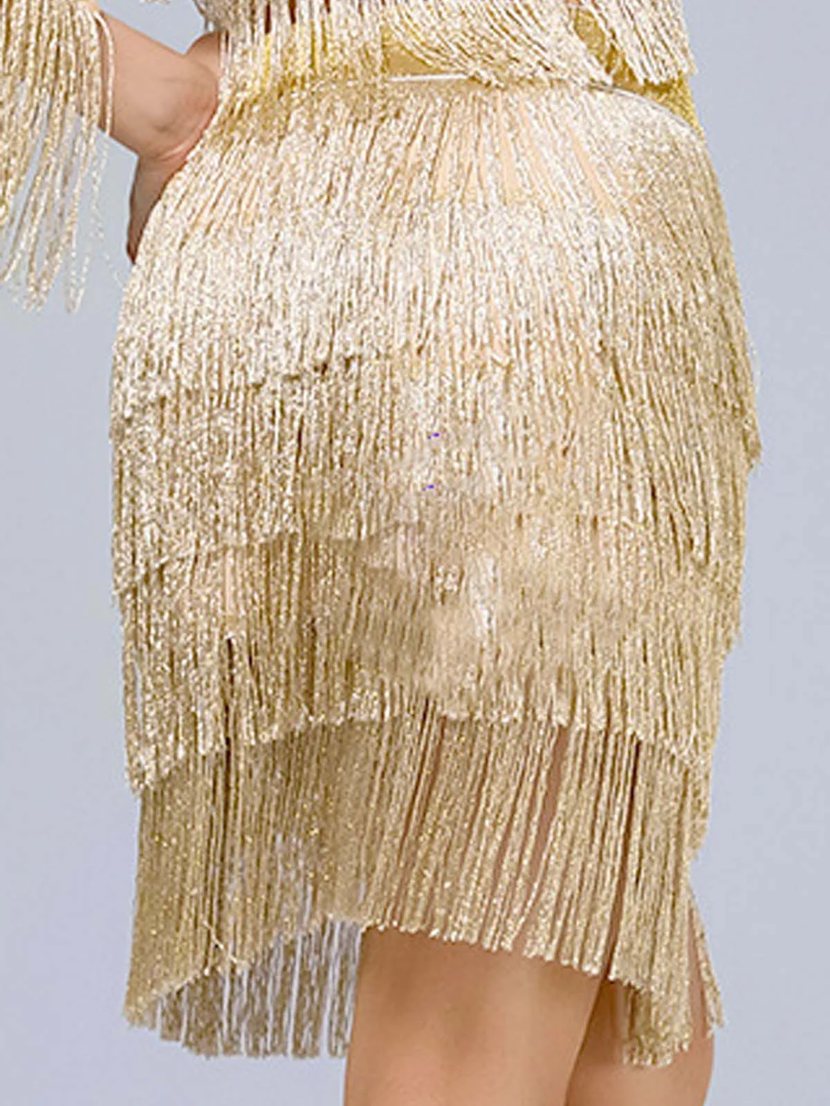 1920s Fringe Solid Elastic Waist Skirt - Image 3