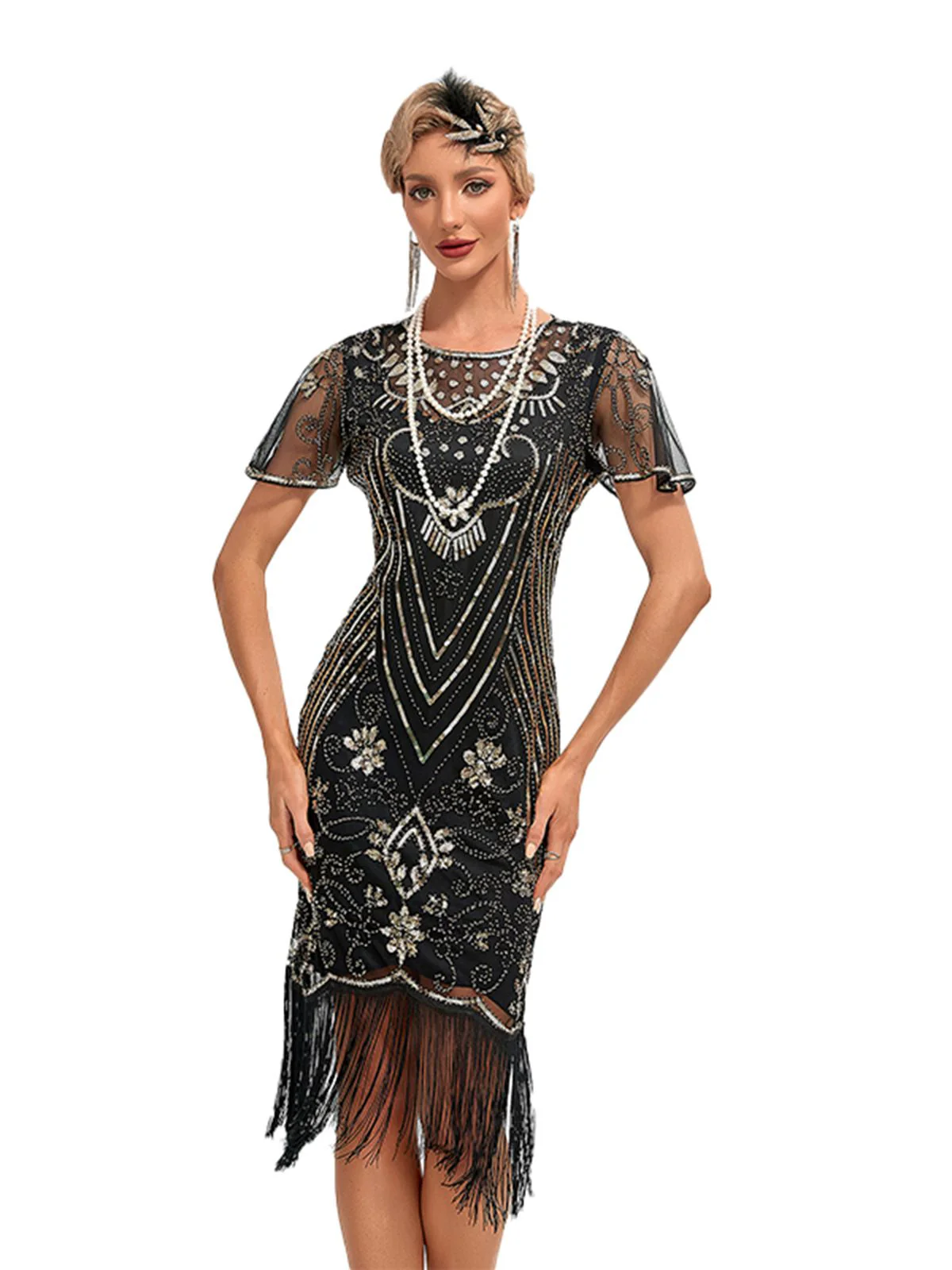 1920s Fringed 3D Beaded Dress - Image 3