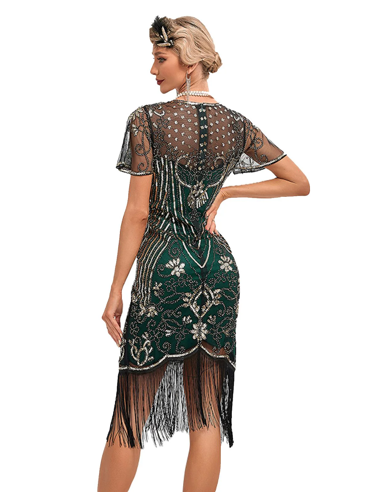 1920s Fringed 3D Beaded Dress - Image 4