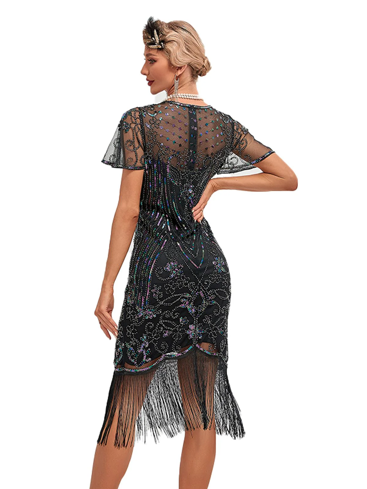 1920s Fringed 3D Beaded Dress - Image 5