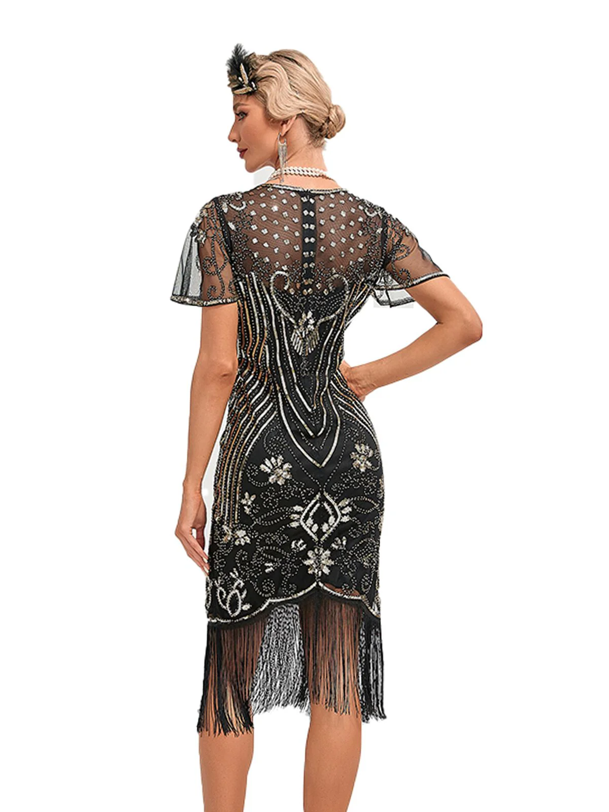 1920s Fringed 3D Beaded Dress - Image 6