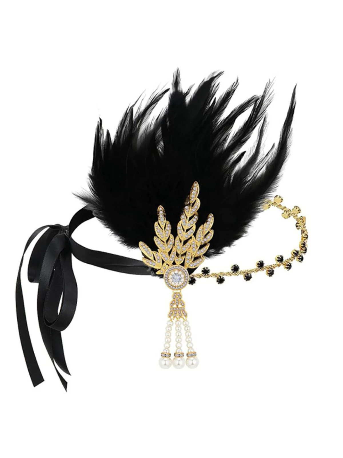 1920s Gatsby Feather Rhinestone Prom Headband
