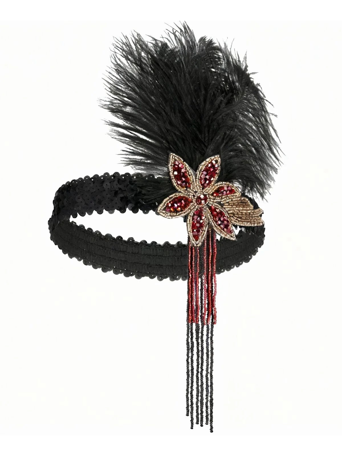 1920s Gatsby Feather Sequin Beaded Headpiece - Image 5