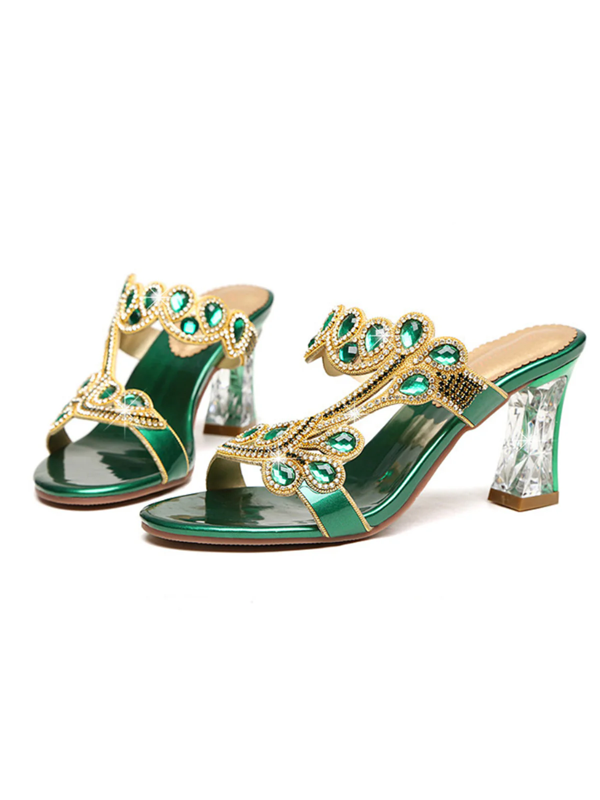 1920s Hand-Embellished Leather High Heels Shoes - Image 3