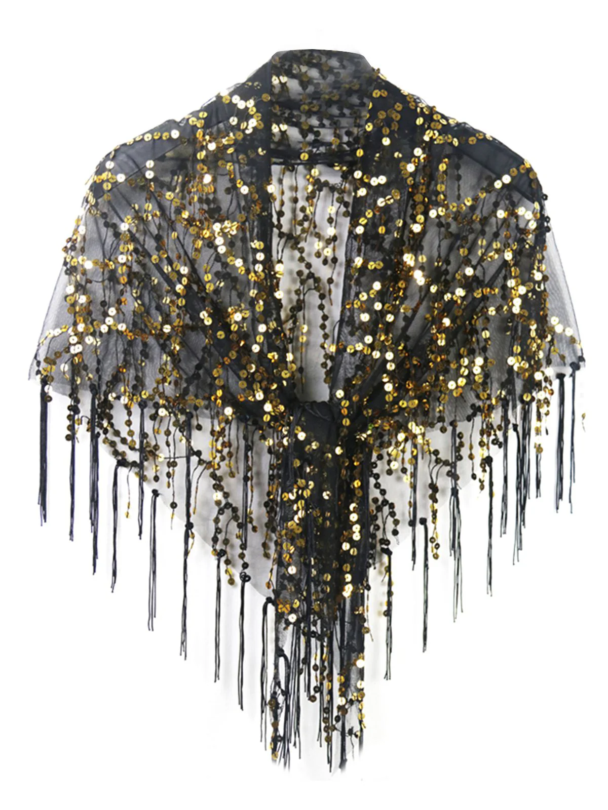 1920s Hollow Tassel Lace-Up Sequined Cape - Image 3