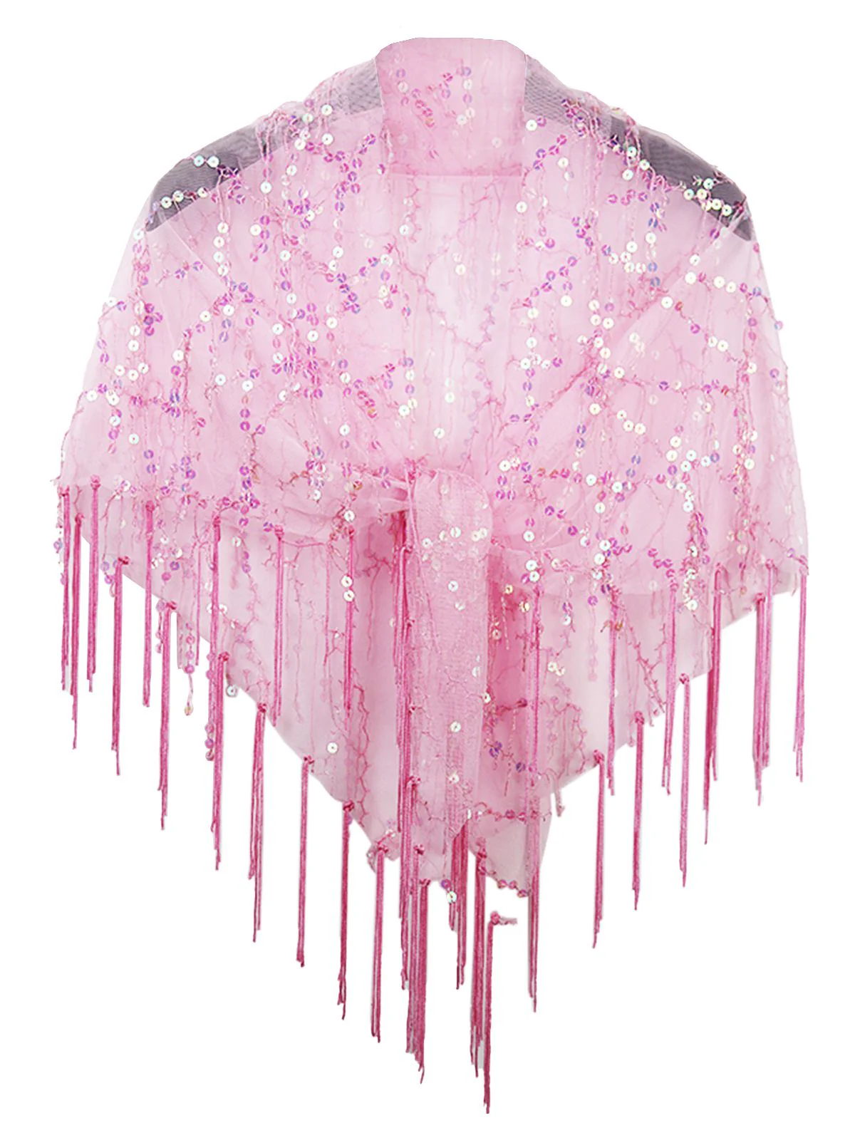 1920s Hollow Tassel Lace-Up Sequined Cape - Image 4