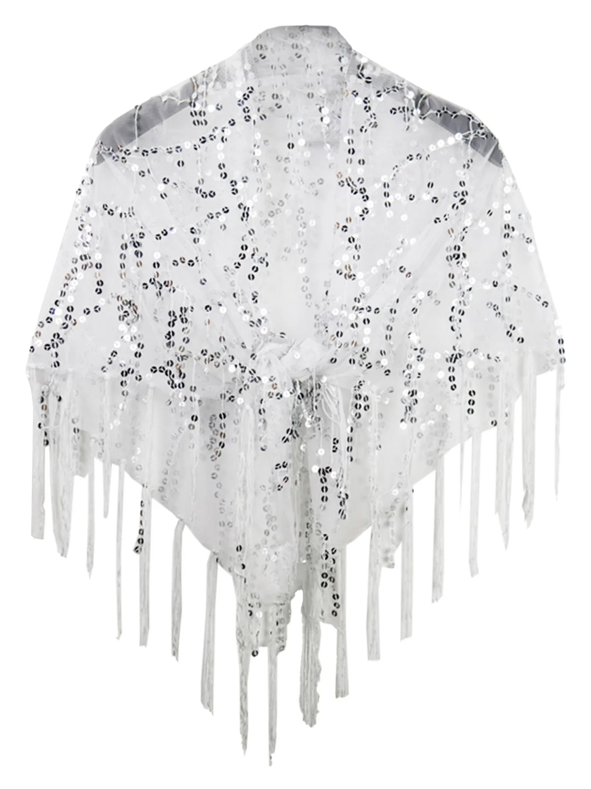 1920s Hollow Tassel Lace-Up Sequined Cape - Image 5