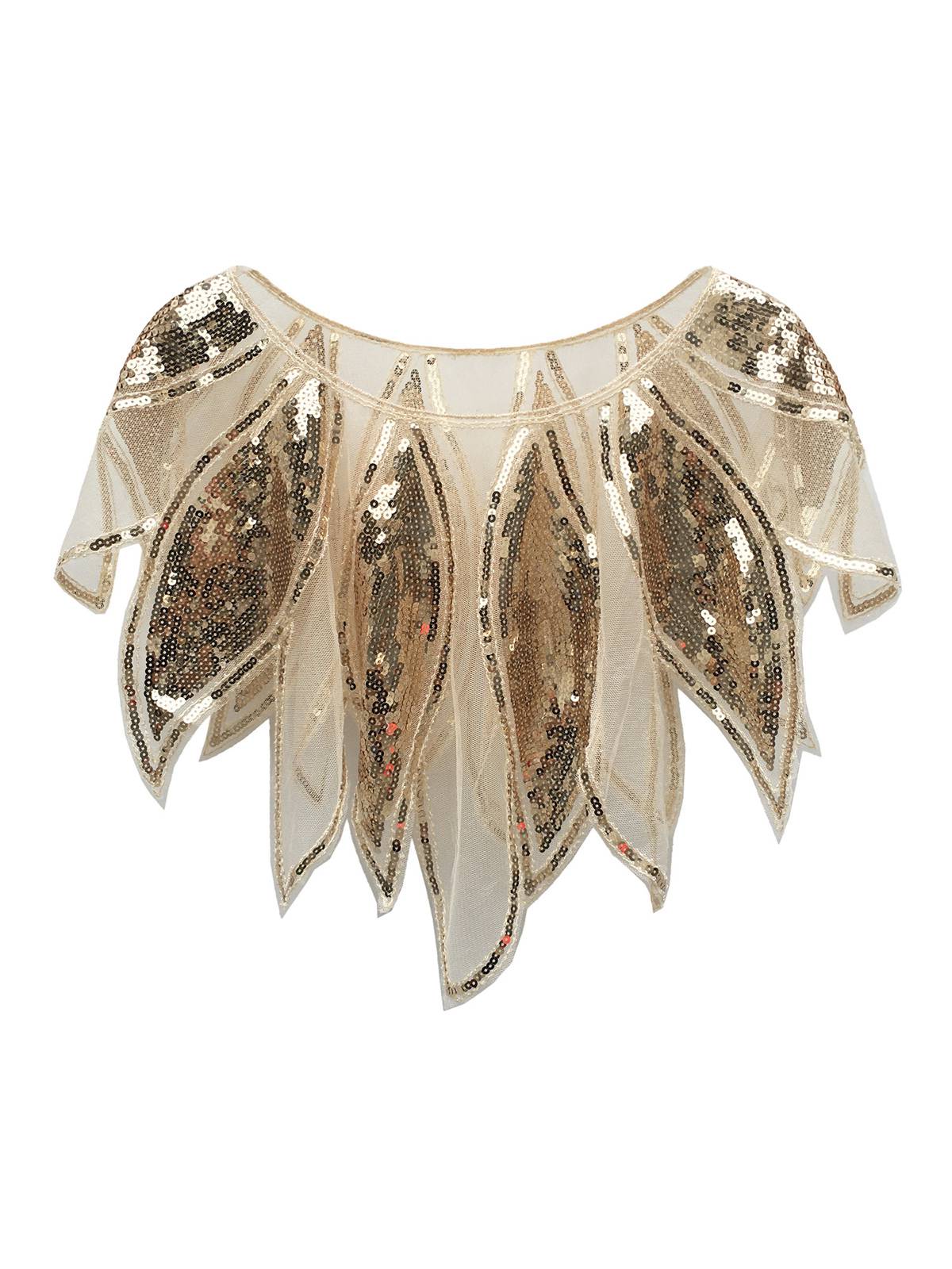 1920s Leaves Shape Sequined Patchwork Cape - Image 3