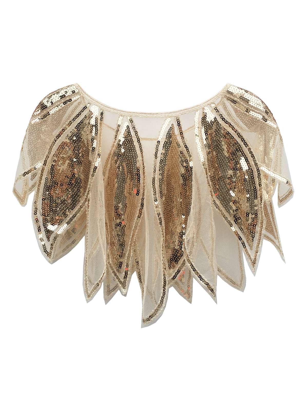 1920s Leaves Shape Sequined Patchwork Cape - Image 4
