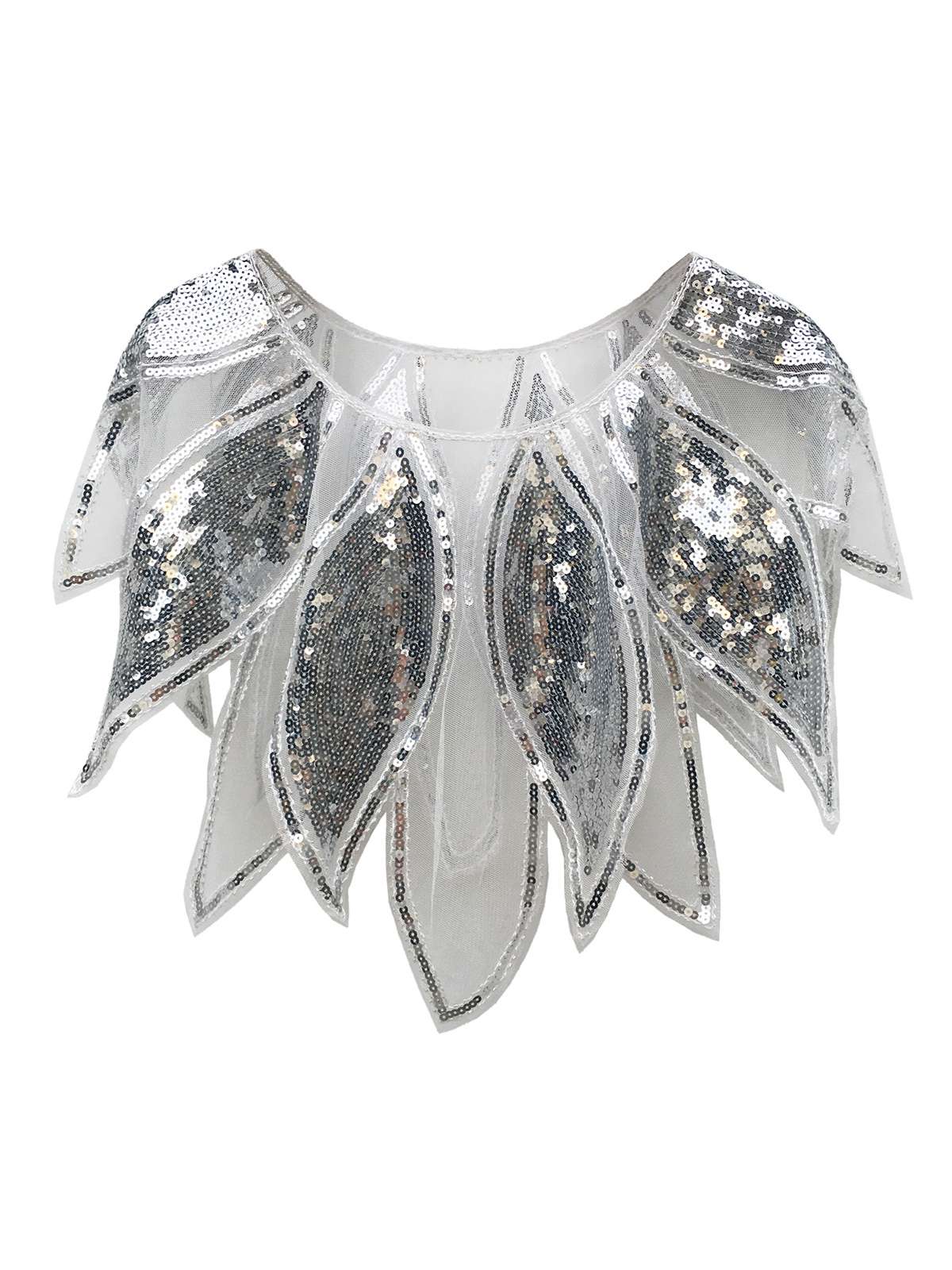 1920s Leaves Shape Sequined Patchwork Cape - Image 5