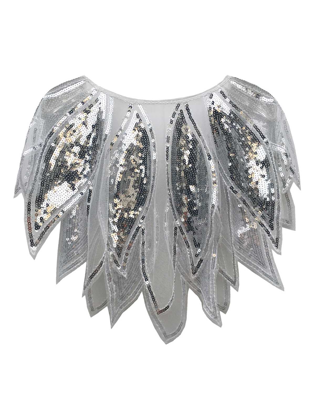1920s Leaves Shape Sequined Patchwork Cape - Image 6