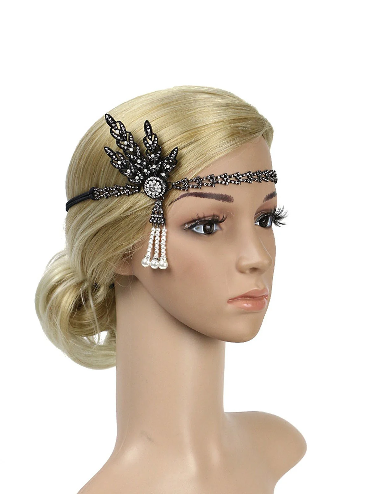 [US Warehouse] 1920s Pearl Rhinestone Headband - Image 2