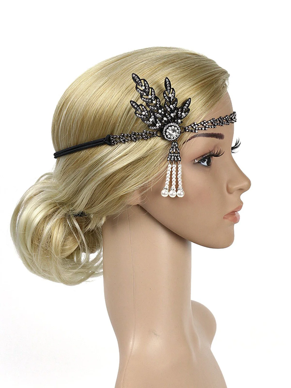 [US Warehouse] 1920s Pearl Rhinestone Headband - Image 4