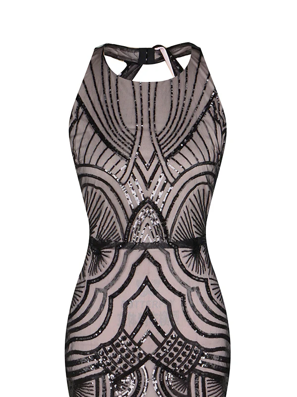 1920s Sequin Backless Formal Dress - Image 5