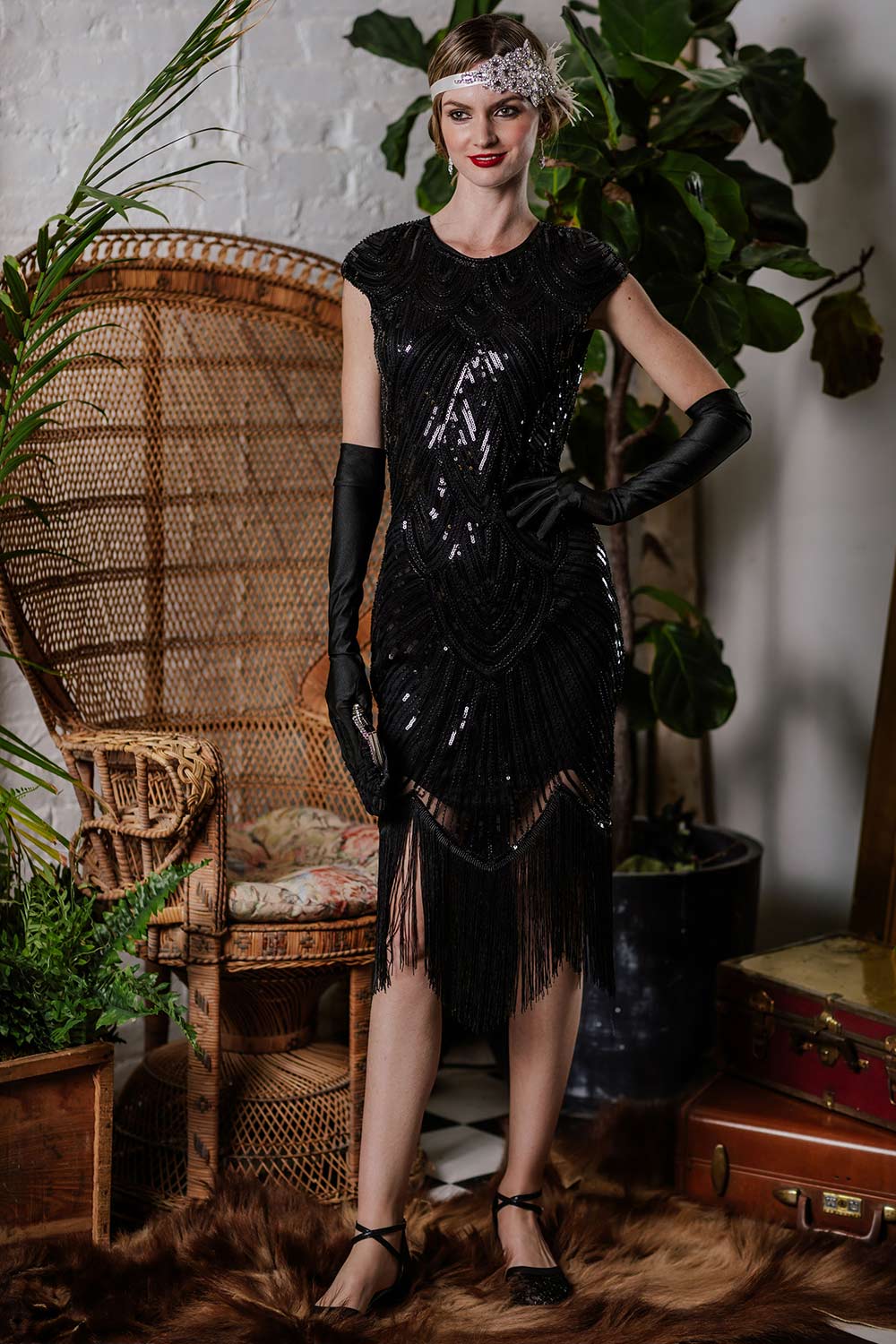 1920s Sequin Beaded Fringed Dress - Image 11