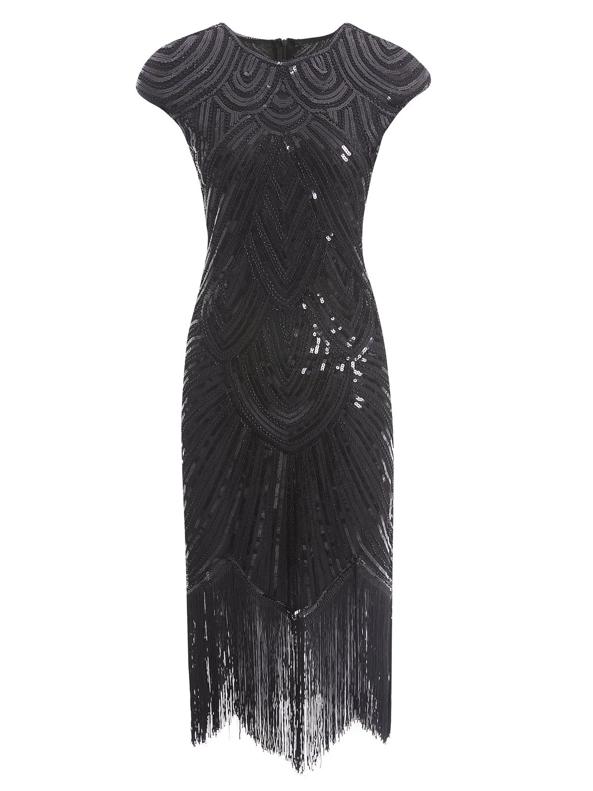 1920s Sequin Beaded Fringed Dress - Image 13