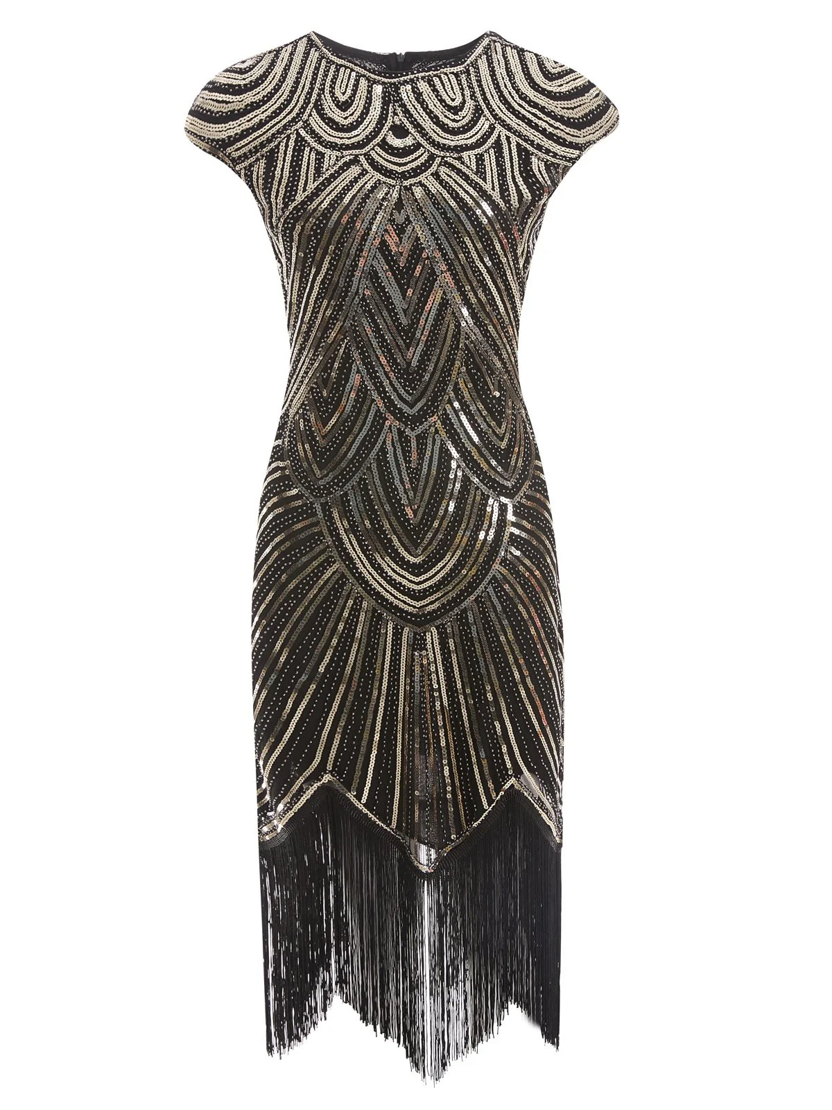 1920s Sequin Beaded Fringed Dress - Image 16