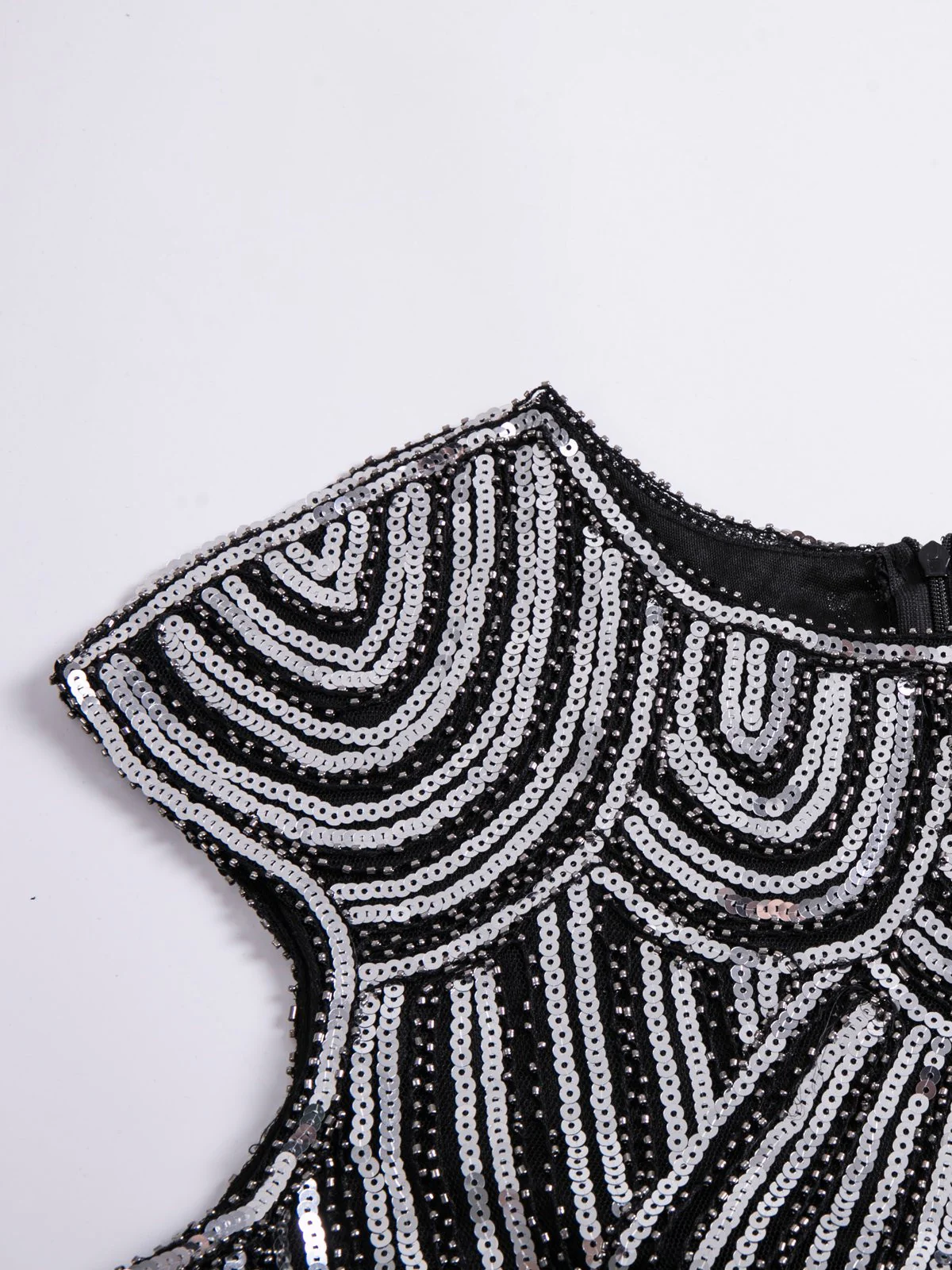 1920s Sequin Beaded Fringed Dress - Image 7