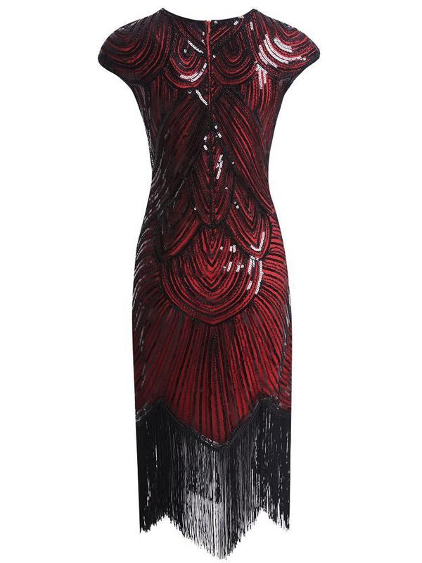 1920s Sequin Beaded Fringed Dress - Image 12