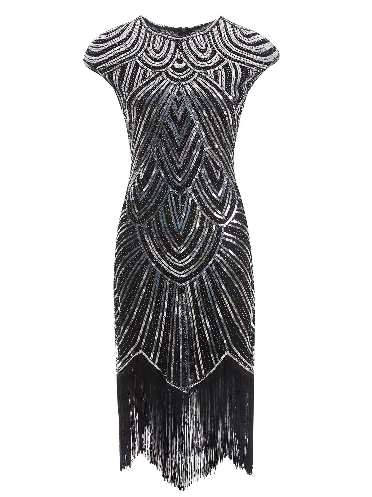 1920s Sequin Beaded Fringed Dress - Image 4