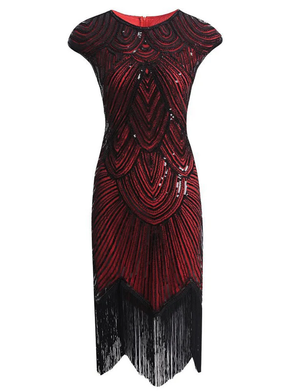 1920s Sequin Beaded Fringed Dress - Image 7